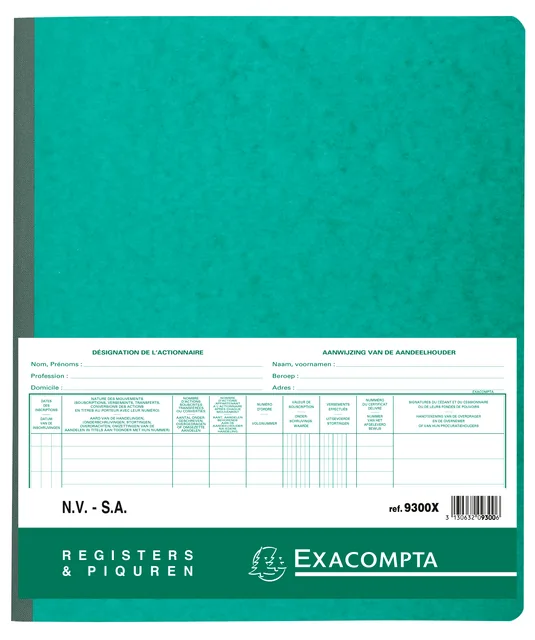Register Piqure aandeelhouder NV/Sa 25x32cm 80vel