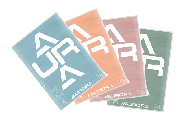 Cursusblok Aurora A4 rt 4x8mm 2gaats 200pag 70gr