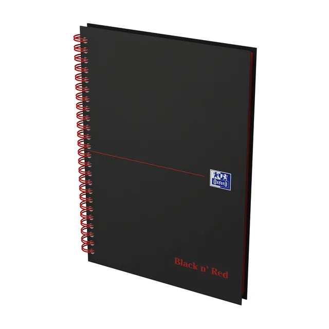 Spiraalblok Oxf Black en Red A5 lijn 140pag 80gr