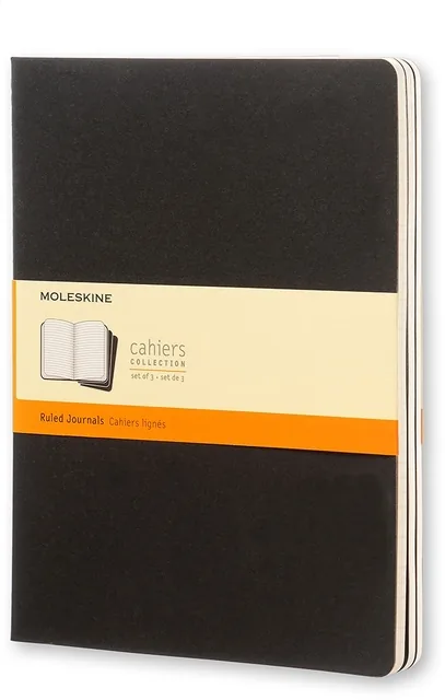 Schrift Moleskine 190x250mm lijn 240pag zwart 3st
