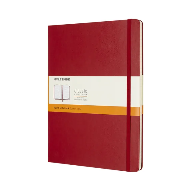 Notitieboek Moleskine XL 190x250mm ln hc scarl rd