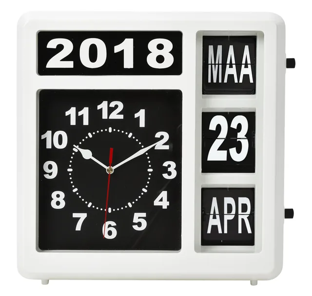Wandklok Perel Flipover 37cm zwart wit