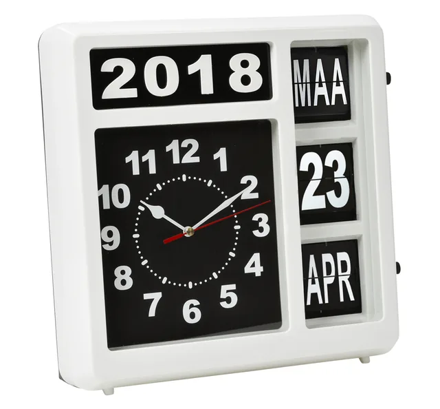 Wandklok Perel Flipover 37cm zwart wit