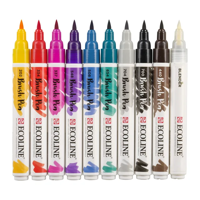 Brushpen Talens Ecoline set 10 stuks handlettering