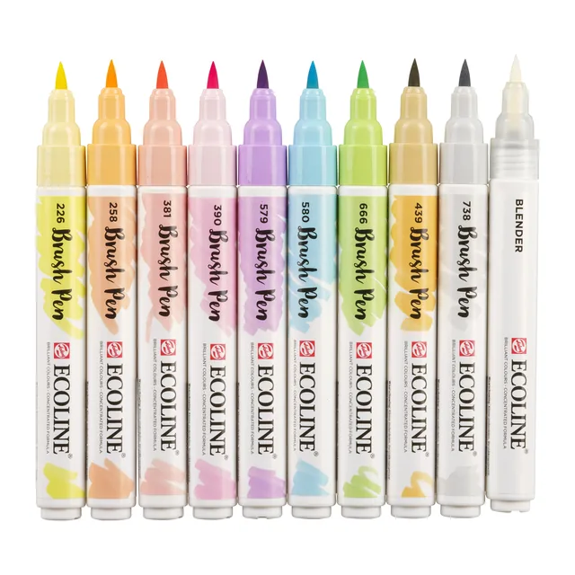 Brushpen Talens Ecoline set 10 stuks pastel