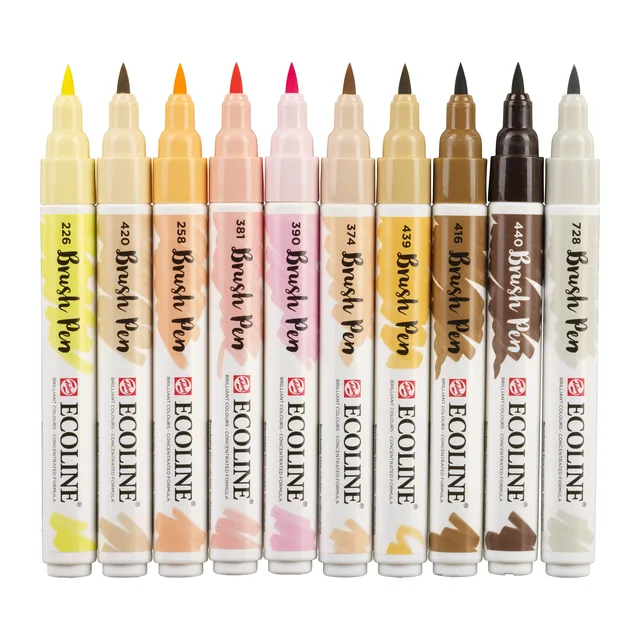 Brushpen Talens Ecoline set 10 stuks huid