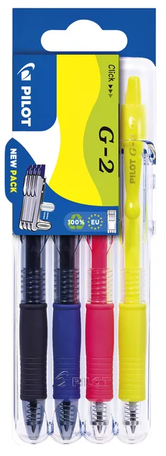 Gelschrijver PILOT clicker Set2Go M neon assorti