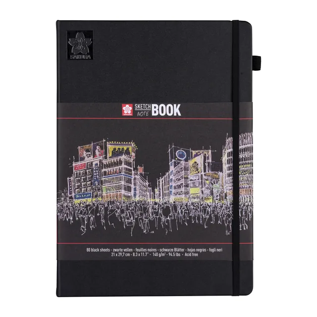 Schetsboek Sakura 80 zwarte vellen 210x297mm zwart