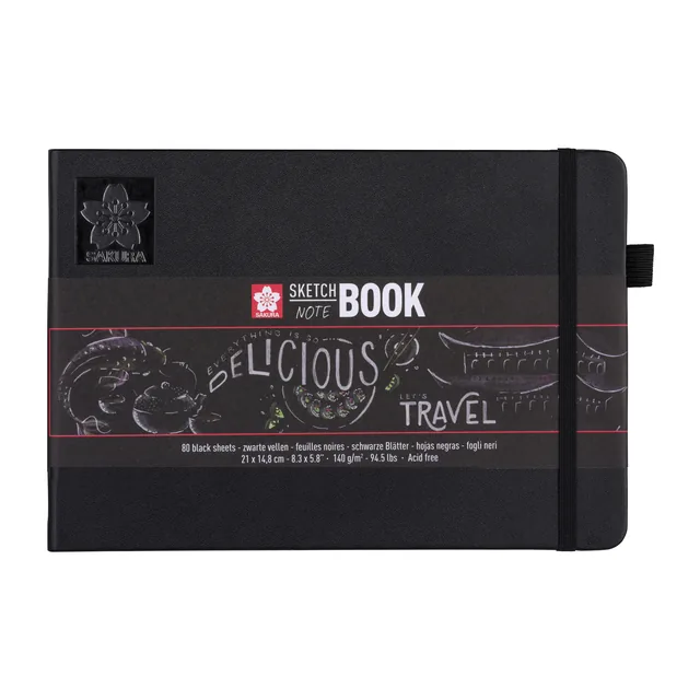 Schetsboek Sakura 80 zwarte vellen 210x148mm zwart