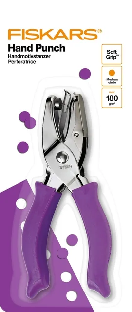 Handpuncher Fiskars M circle met SoftGrip paars