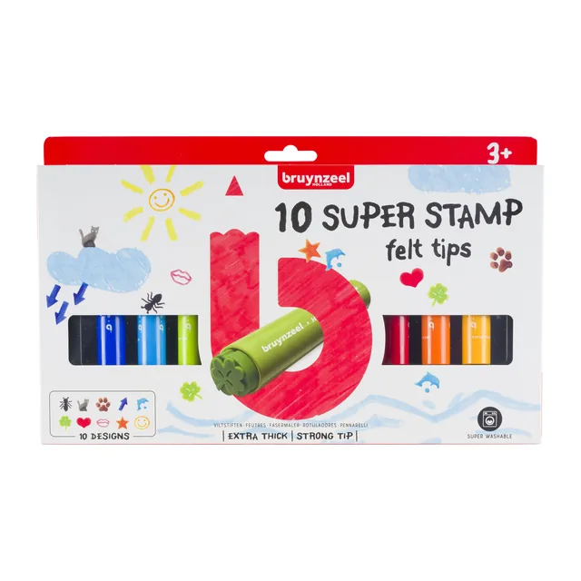 Stempelstift Bruynzeel Kids Super Stamp 10st ass