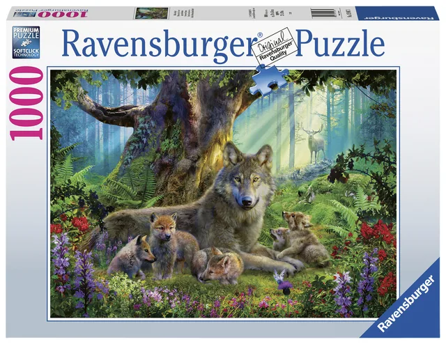 Puzzel Ravensburger Familie wolf in het bos 1000st