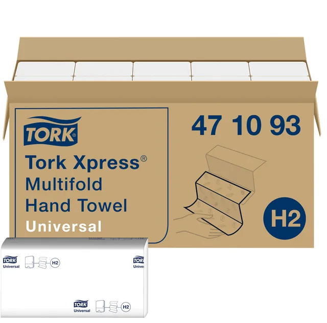 Handdoek Tork H2 Universal 1laags 213x234mm wit