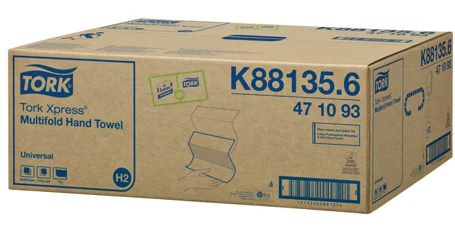 Handdoek Tork H2 Universal 1laags 213x234mm wit