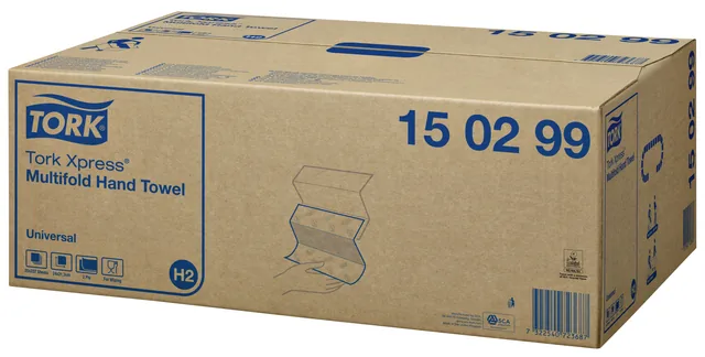 Handdoek Tork H2 Universal 2laags 213x234mm wit