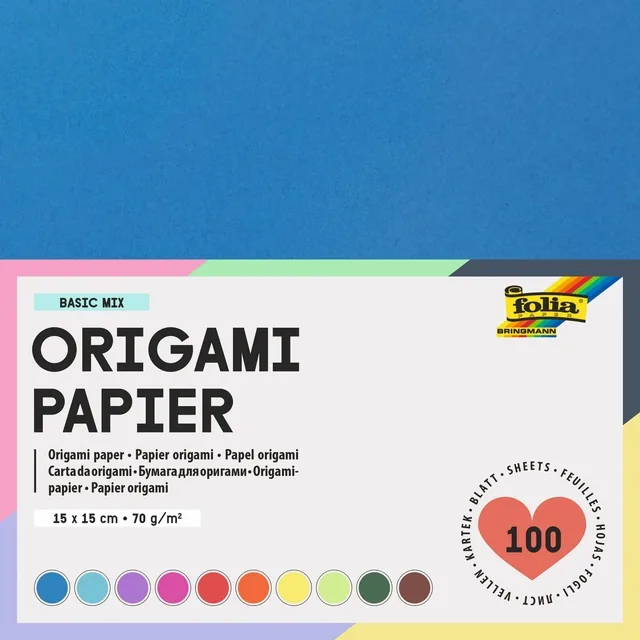 Origami pap Folia 70gr 15x15cm 100 vel assorti kl