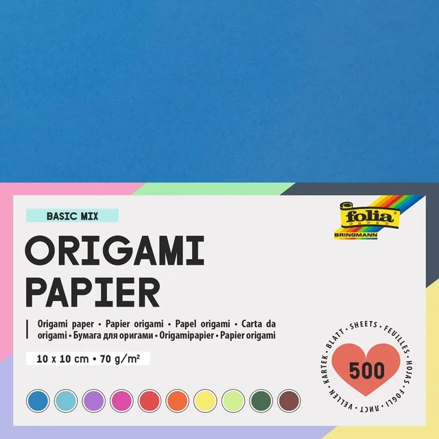 Origami pap Folia 70gr 10x10cm 500 vel assorti kl