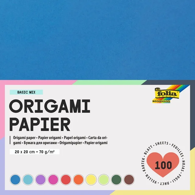 Origami pap Folia 70gr 20x20cm 100 vel assorti kl