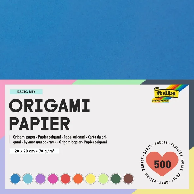 Origami pap Folia 70gr 20x20cm 500 vel assorti kl