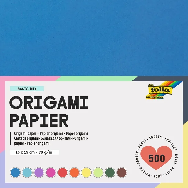Origami pap Folia 70gr 15x15cm 500 vel assorti kl
