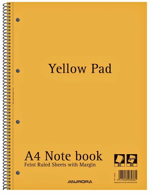 Collegeblk Aurora Yellow Pad A4 ln 4g 160pag geel