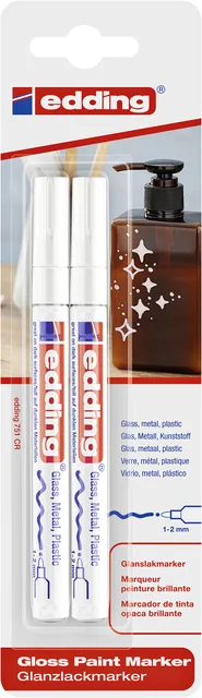 Paintmarker edding 751 oliebasis 1-2mm wit bls 2x