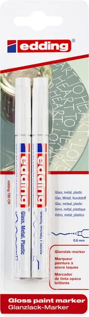 Paintmarker edding 780 oliebasis 0.8mm wit bls 2x