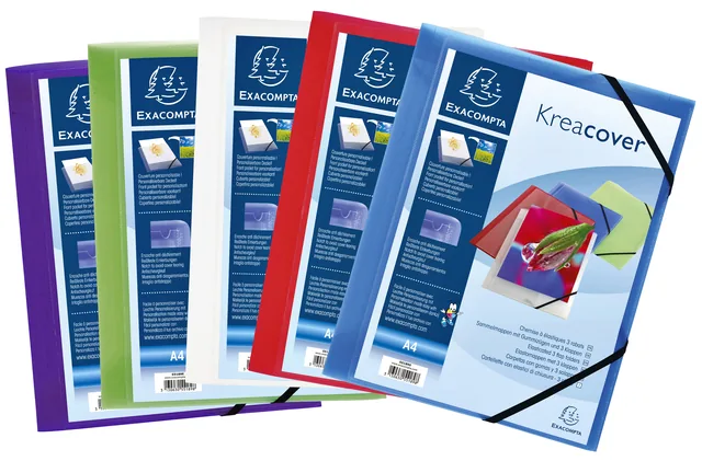 Elastomap Exacompta Kreacover A4 3 klep PP assorti