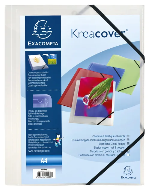 Elastomap Exacompta Kreacover A4 3 klep PP assorti