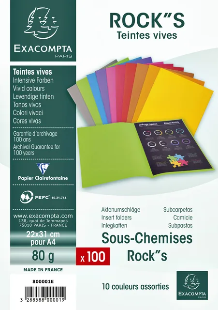 Vouwmap Exacompta ROCKS A4 80g assorti