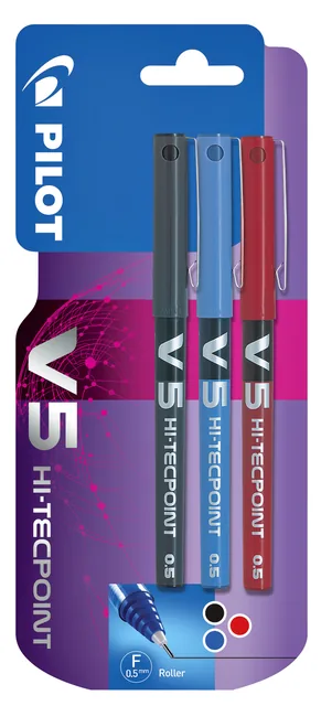 Rollerpen PILOT V5 fijn 3st assorti