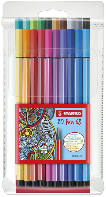 Viltstift STABILO Pen 68/20 M ass 20st