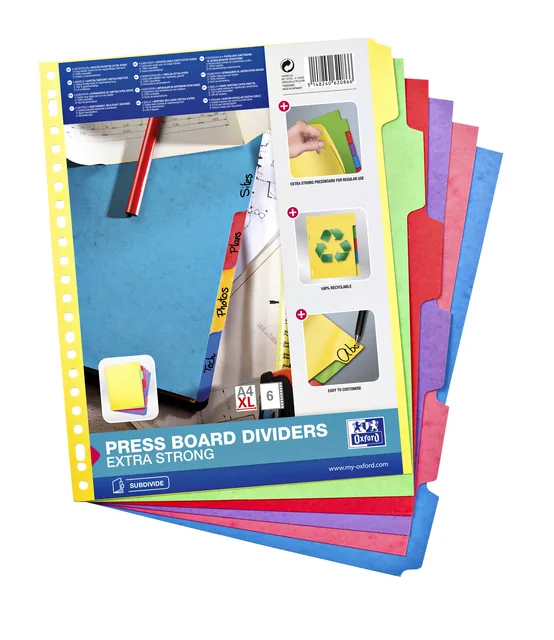 Tabbladen Oxford A4 23r 6 delig karton kleur