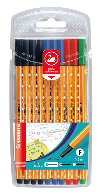 Fineliner STABILO point 88/10 office F ass 10st