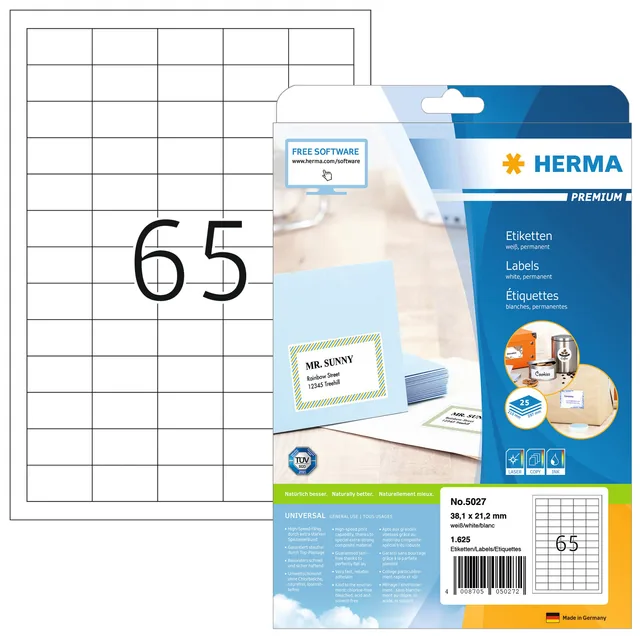 Etiket HERMA 5027 38.1x21.2mm premium wit