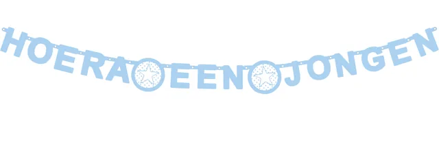 Letterslinger Hoera een jongen blauw