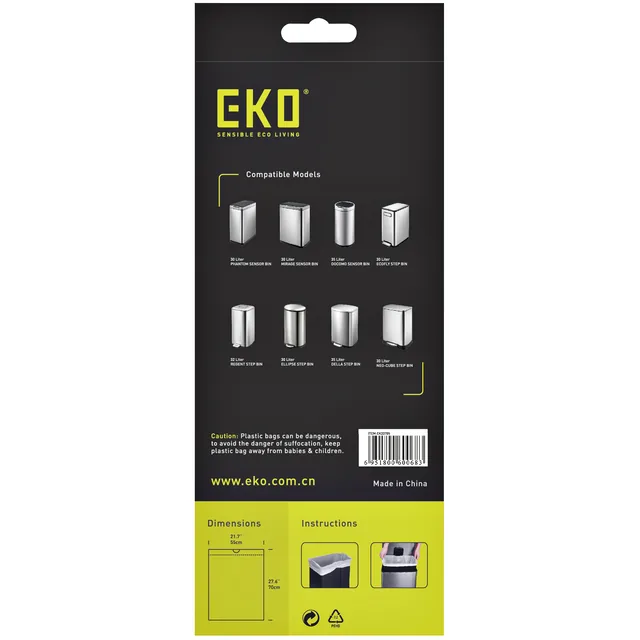 Afvalzak EKO MDPE type E trekb 55x70cm 25-35L wit
