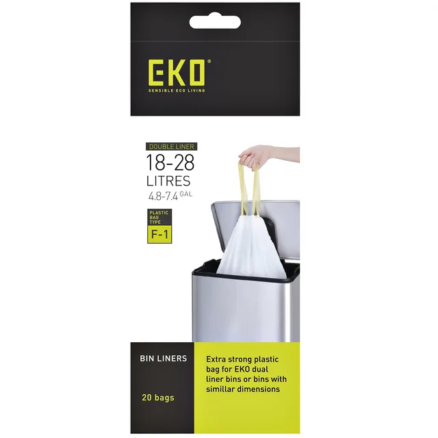 Afvalzak EKO MDPE type F1 trekb 49x68cm 18-28L wit