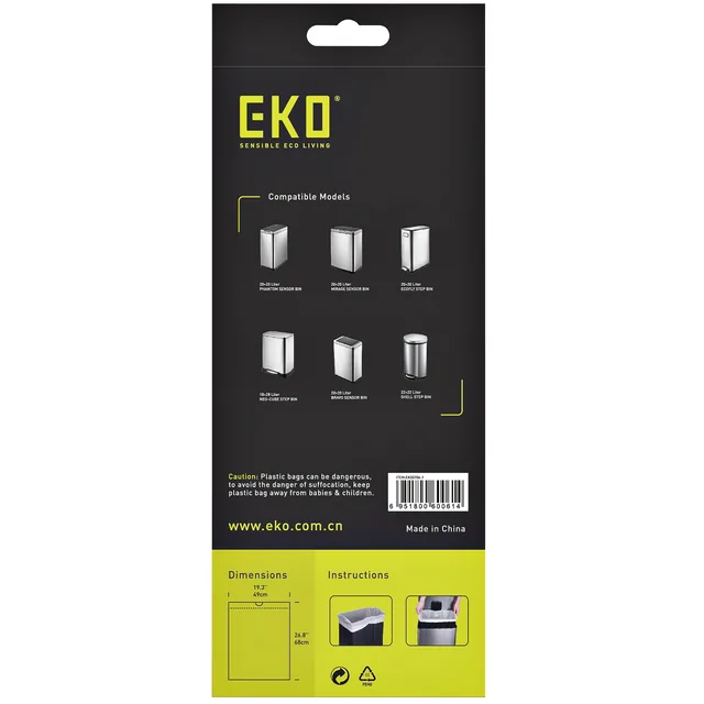 Afvalzak EKO MDPE type F1 trekb 49x68cm 18-28L wit