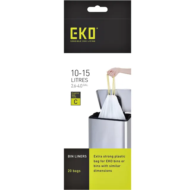 Afvalzak EKO MDPE type C trekb 45x50cm 10-15L wit