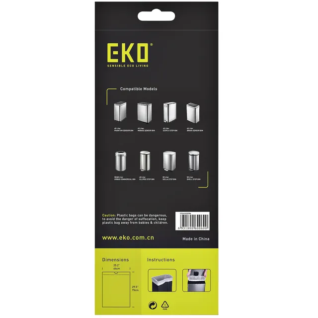 Afvalzak EKO MDPE type F trekb 64x75cm 40-60L wit