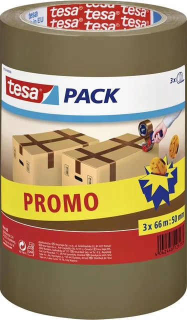 Verpakkingstape tesapack 66mx50mm bruin promopack