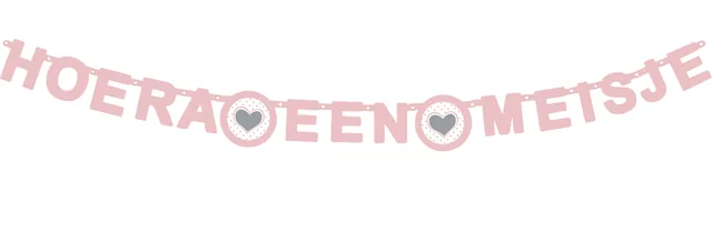 Letterslinger Hoera een meisje roze
