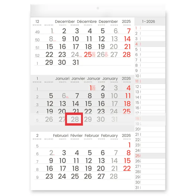 3-Maandkalender 2027 Manager compact-formaat notes