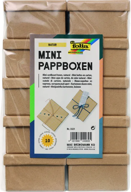 Doos karton Folia mini 7.5x7.5x4.5cm 10stuks kraft