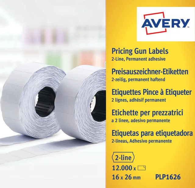 Prijsetiket Avery PLP1626 16mmx26mm permanent wit