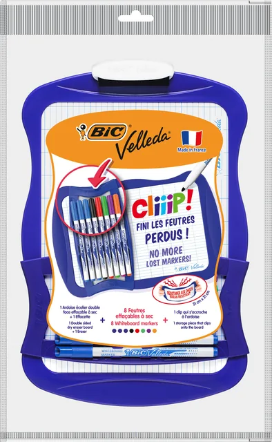 Whiteboard Bic 21x31cm met 8 stiften en wisser