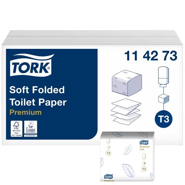 Toiletpapier Tork T3 Premium gevouwen wit 114273