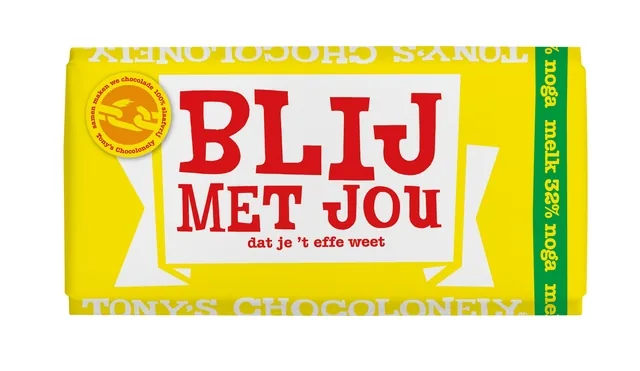 Chocolade Tony Chocolonely melk noga blij met jou