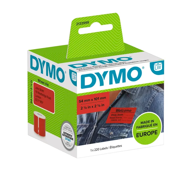 Etiket Dymo LabelWriter naamkaart 54x101 rood